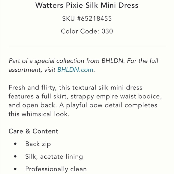 Anthropologie BHLDN Watters bow pixie silk mini dress - Picture 13 of 13